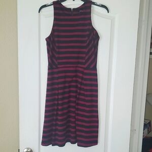 Apt. 9 Burgandy  and Black Striped Sleevelesss Dress SZ 4